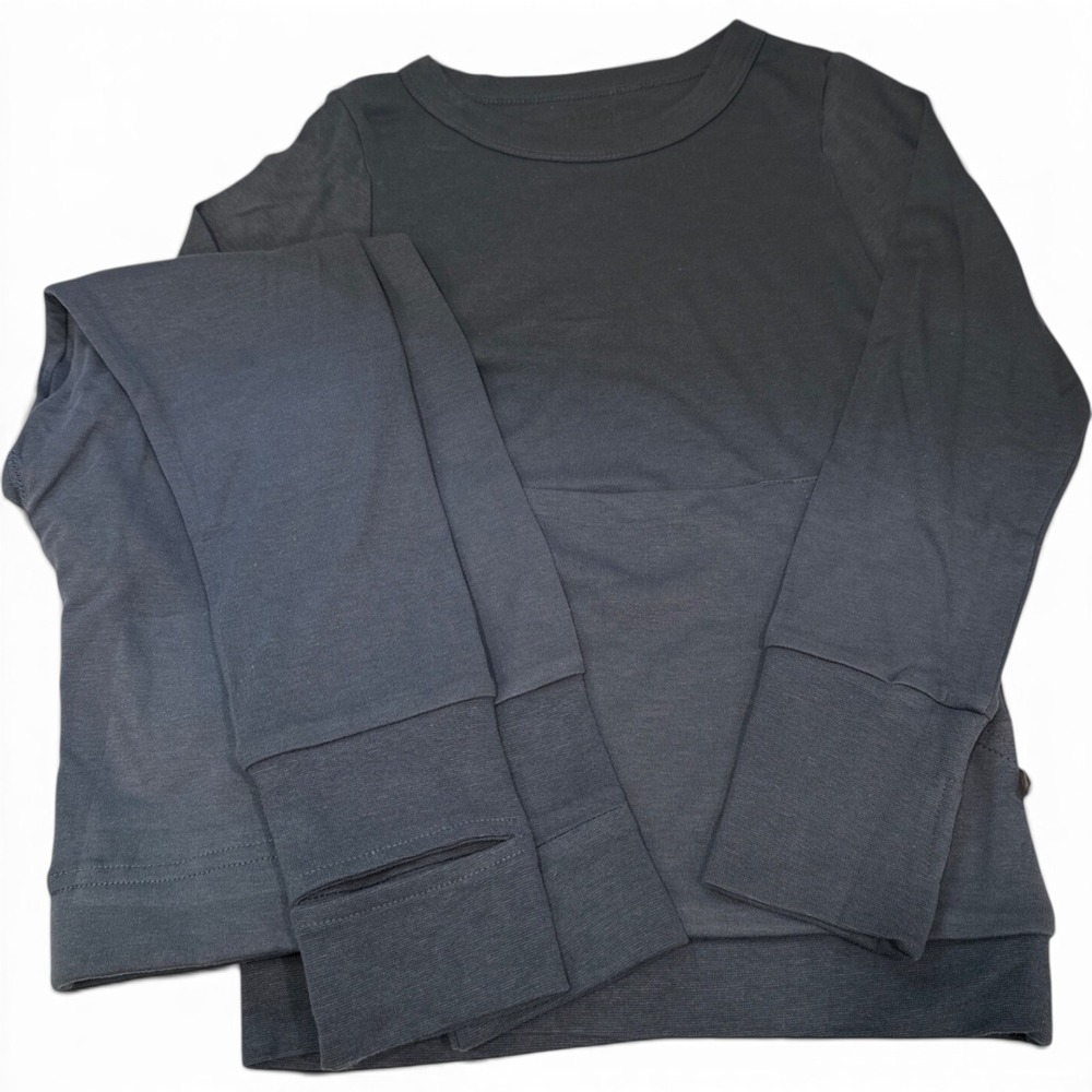 Goumi Kids Organic Cotton Bamboo Lounge Set 4T Slate Blue Thumbhole Cuffs NWT